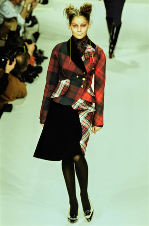1996 Vivienne Westwood 'Storm in a Teacup' Tweed Velvet Asymmetric Jacket Suit