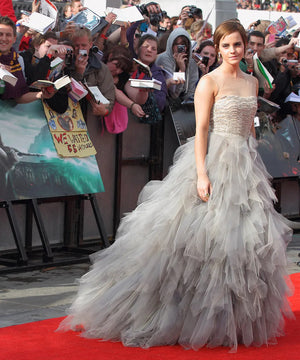 2013 Oscar de la Renta Dove-Grey Silk Strapless Bustier Tiered Tulle Gown w/Tags