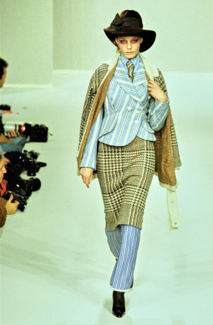 1996 Vivienne Westwood 'Storm in a Teacup' Tweed Velvet Asymmetric Jacket Suit