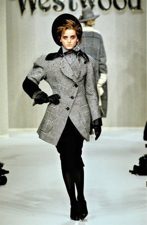 1996 Vivienne Westwood 'Storm in a Teacup' Tweed Velvet Asymmetric Jacket Suit