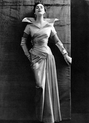 1949 Jeanne Lanvin Haute Couture Ivory Silk Satin Strapless Draped Bridal Gown