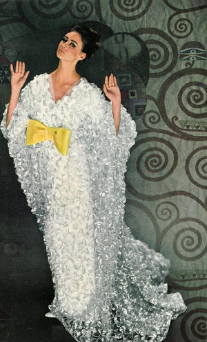 1967 Givenchy Haute Couture Colorful Floral Sheer Silk Draped Caftan Maxi Dress