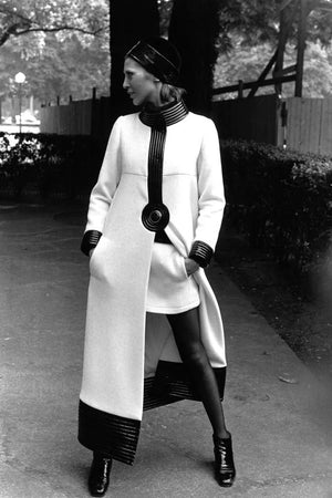 1969 Pierre Cardin Documented Red & Black Vinyl Space-Age Mod Maxi Coat