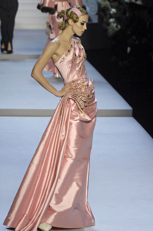 2007 Christian Dior by John Galliano Blush Pink Silk Asymmetric Sculptural Gown