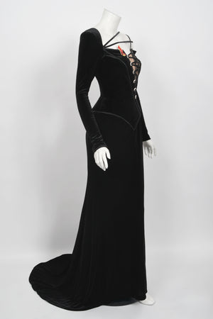 2010 Cher Custom Bob Mackie Couture Black Velvet Bias-Cut Golden Globes Gown