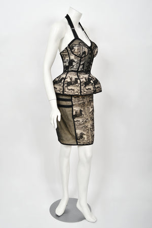 1988 Jean Paul Gaultier Documented Cowboy Lace 'Cone Bra' Bustier Lingerie Set