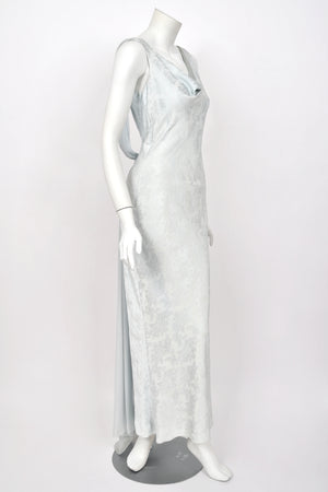 1998 Christian Dior by John Galliano 'In a Boudoir Mood' Ice-Blue Floral Silk Bias-Cut Gown