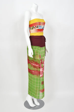 1996 Jean Paul Gaultier Cyberbaba 'Sex and the City' Graphic Silk Bustier Dress