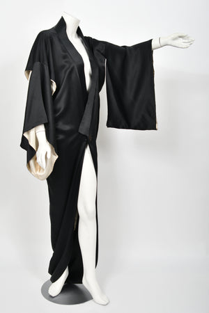 1995 John Galliano Documented Museum-Held Runway Black Silk Draped Kimono Jacket