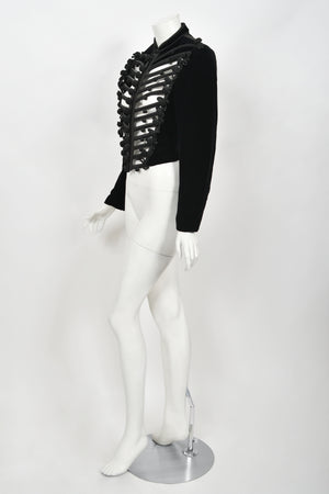 1991 Jean Paul Gaultier Documented Cher Worn Black Velvet Corset Cage Jacket