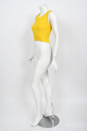 1996 Chanel by Karl Lagerfeld Runway Yellow Knit Cropped Sweater Set