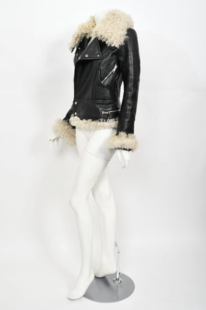 2004 Balenciaga Documented Runway Leather & Shearling Motorcycle Jacket
