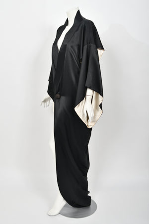 1995 John Galliano Documented Museum-Held Runway Black Silk Draped Kimono Jacket