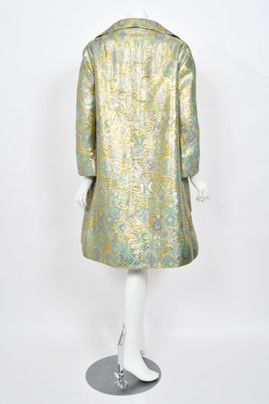 1960's Bob Bugnand Couture Beaded Metallic Silk-Brocade Dress & Matching Coat