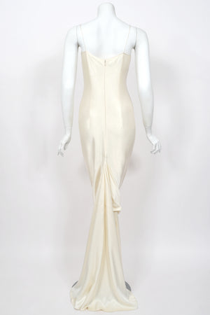 1999 John Galliano ‘Ballets Russes’ Collection Ivory Silk Ruched Bias-Cut Trained Slip Gown