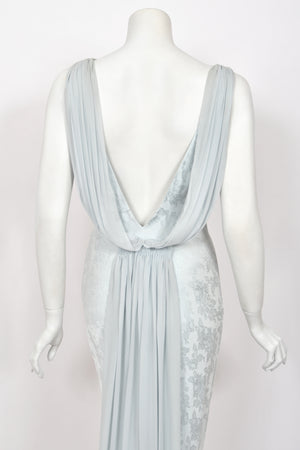 1998 Christian Dior by John Galliano 'In a Boudoir Mood' Ice-Blue Floral Silk Bias-Cut Gown