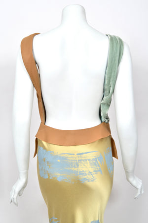 2016 Maison Margiela by John Galliano Runway Champagne Satin Breastplate Backless Bias-Cut Gown