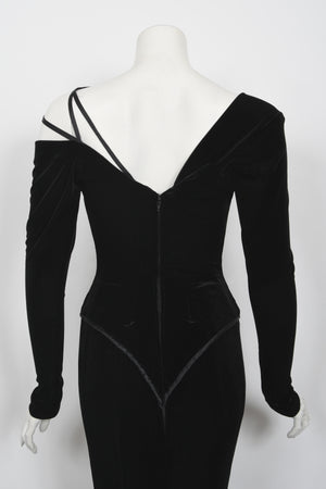 2010 Cher Custom Bob Mackie Couture Black Velvet Bias-Cut Golden Globes Gown