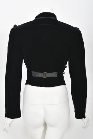 1991 Jean Paul Gaultier Documented Cher Worn Black Velvet Corset Cage Jacket