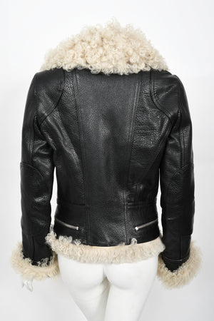 2004 Balenciaga Documented Runway Leather & Shearling Motorcycle Jacket