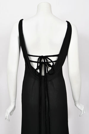 2004 Valentino Runway Beaded Bralette Draped Sheer Silk Cut-Out Gown