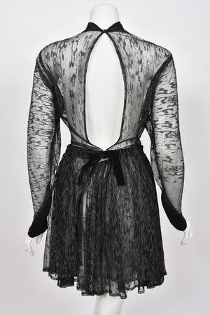 1987 Azzedine Alaia Naomi Campbell Featured Runway Sheer Lace Mini Dress