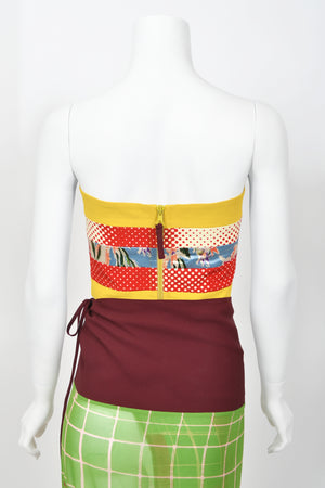 1996 Jean Paul Gaultier Cyberbaba 'Sex and the City' Graphic Silk Bustier Dress