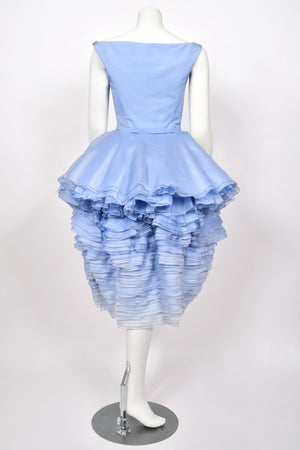 2015 Ralph & Russo Haute Couture Runway 'Blooming' Ombré Blue Silk Sculptural Dress