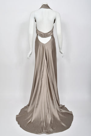 2014 Ralph Lauren Purple Label Platinum Silk Bias-Cut 'Old Hollywood' Gown w/ Optional Hood