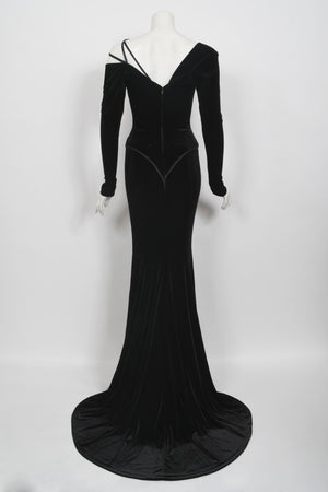 2010 Cher Custom Bob Mackie Couture Black Velvet Bias-Cut Golden Globes Gown