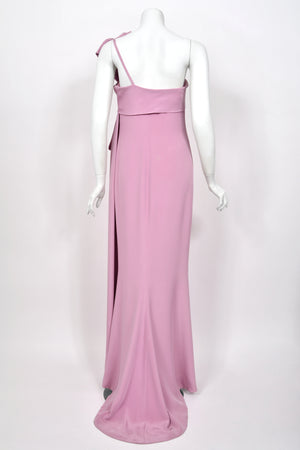 2001 Yves Saint Laurent Haute Couture Runway Lilac Silk Sculptural Asymmetric Gown