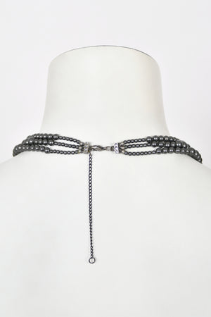 2007 Christian Dior by John Galliano Couture Runway Gunmetal Pearl Necklace & Chandelier Earrings