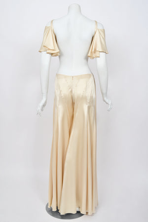 2004 Alexander McQueen 'Deliverance' Collection Ivory Silk Cut-Out Backless Jumpsuit