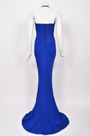 2013 Narciso Rodriguez Custom Couture for Tina Fey Sapphire Silk Bustier Gown