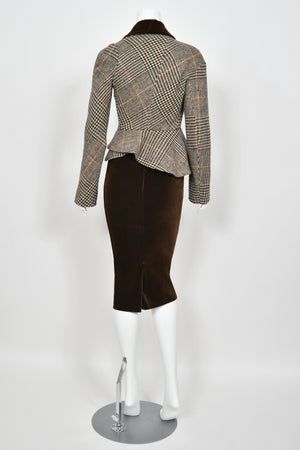 1996 Vivienne Westwood 'Storm in a Teacup' Tweed Velvet Asymmetric Jacket Suit