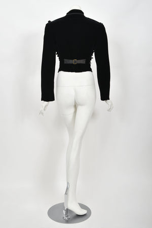 1991 Jean Paul Gaultier Documented Cher Worn Black Velvet Corset Cage Jacket