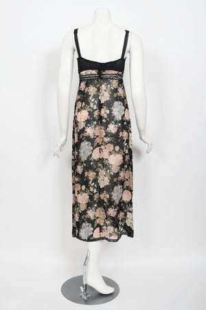 1997 Dolce & Gabbana Sheer Floral Chiffon & Lace Built-In Bra Slip Dress