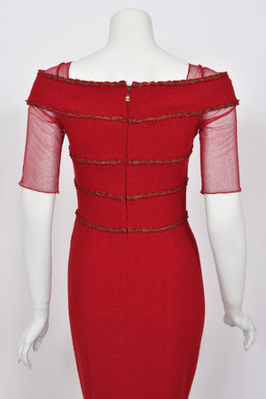 2010 Chanel by Karl Lagerfeld 'Coco on the Lido' Ruby Red Silk-Wool Hourglass Gown