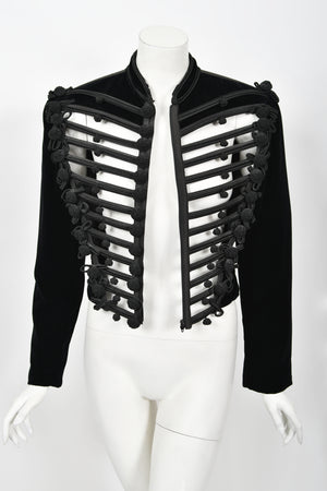 1991 Jean Paul Gaultier Documented Cher Worn Black Velvet Corset Cage Jacket