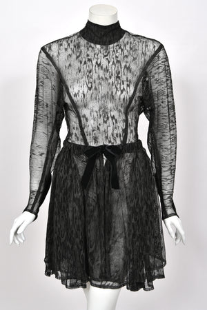 1987 Azzedine Alaia Naomi Campbell Featured Runway Sheer Lace Mini Dress
