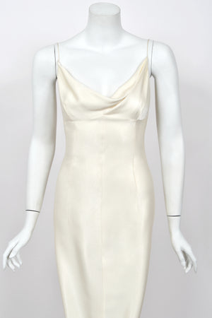 1999 John Galliano ‘Ballets Russes’ Collection Ivory Silk Ruched Bias-Cut Trained Slip Gown