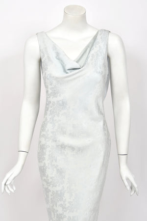 1998 Christian Dior by John Galliano 'In a Boudoir Mood' Ice-Blue Floral Silk Bias-Cut Gown