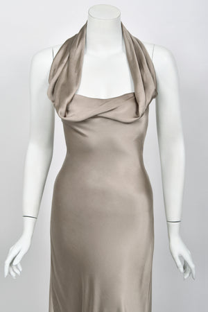 2014 Ralph Lauren Purple Label Platinum Silk Bias-Cut 'Old Hollywood' Gown w/ Optional Hood