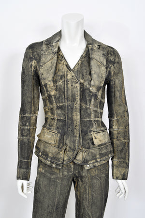 2006 Christian Dior by John Galliano Runway Painted Denim Jacket & Pants w/ Tags