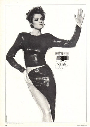 1985 Geoffrey Beene Documented Black & Gold Fully-Sequin 'Cindy Crawford' Gown