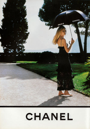 1994 Chanel by Karl Lagerfeld Cruise Collection Sheer Black Lace Ruffle-Trim Lingerie Gown