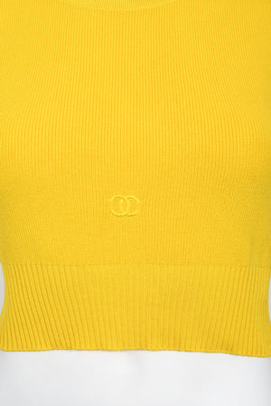 1996 Chanel by Karl Lagerfeld Runway Yellow Knit Cropped Sweater Set