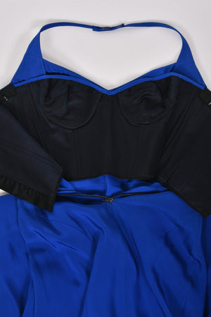 2013 Narciso Rodriguez Custom Couture for Tina Fey Sapphire Silk Bustier Gown