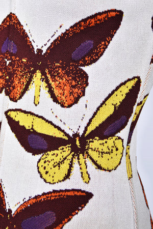 1991 Azzedine Alaïa Iconic Runway Butterfly Print Ivory Stretch Knit Bodycon Catsuit