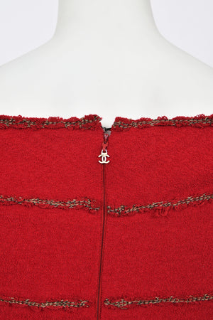 2010 Chanel by Karl Lagerfeld 'Coco on the Lido' Ruby Red Silk-Wool Hourglass Gown